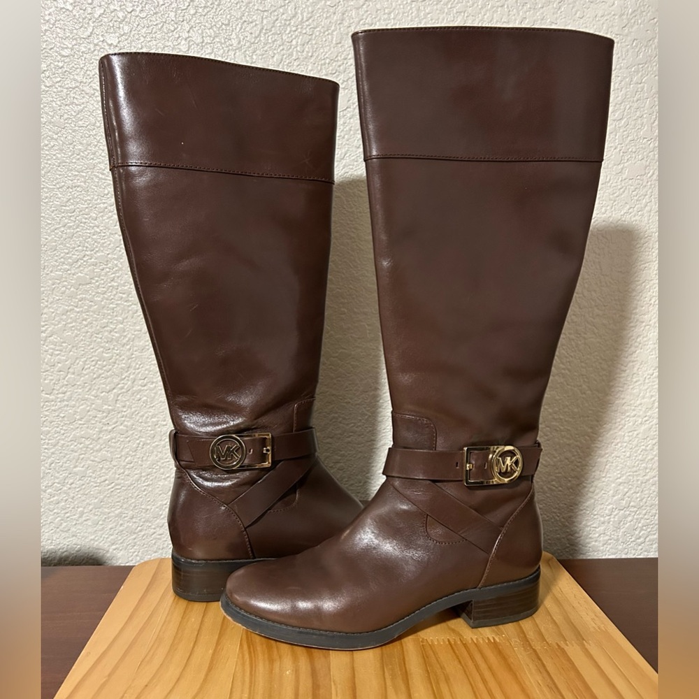 MICHAEL Michael Kors Bryce Tall Brown Leather Boots